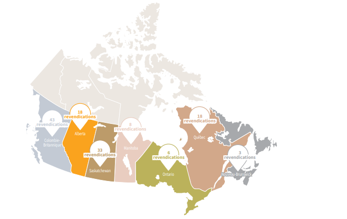Répartition géographique des revendications 2021